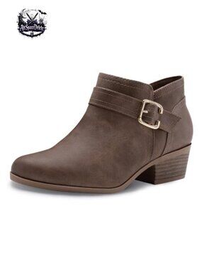 Women's Chunky Low Heel Short Ankle Boots Pointed Toe Block Heel